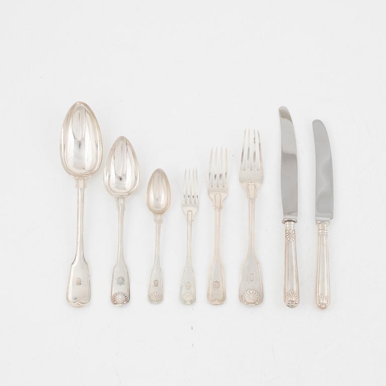 Silver cutlery, 99 pieces, of which 19 pieces are silver plate, Stockholm, 18th/19th century.
