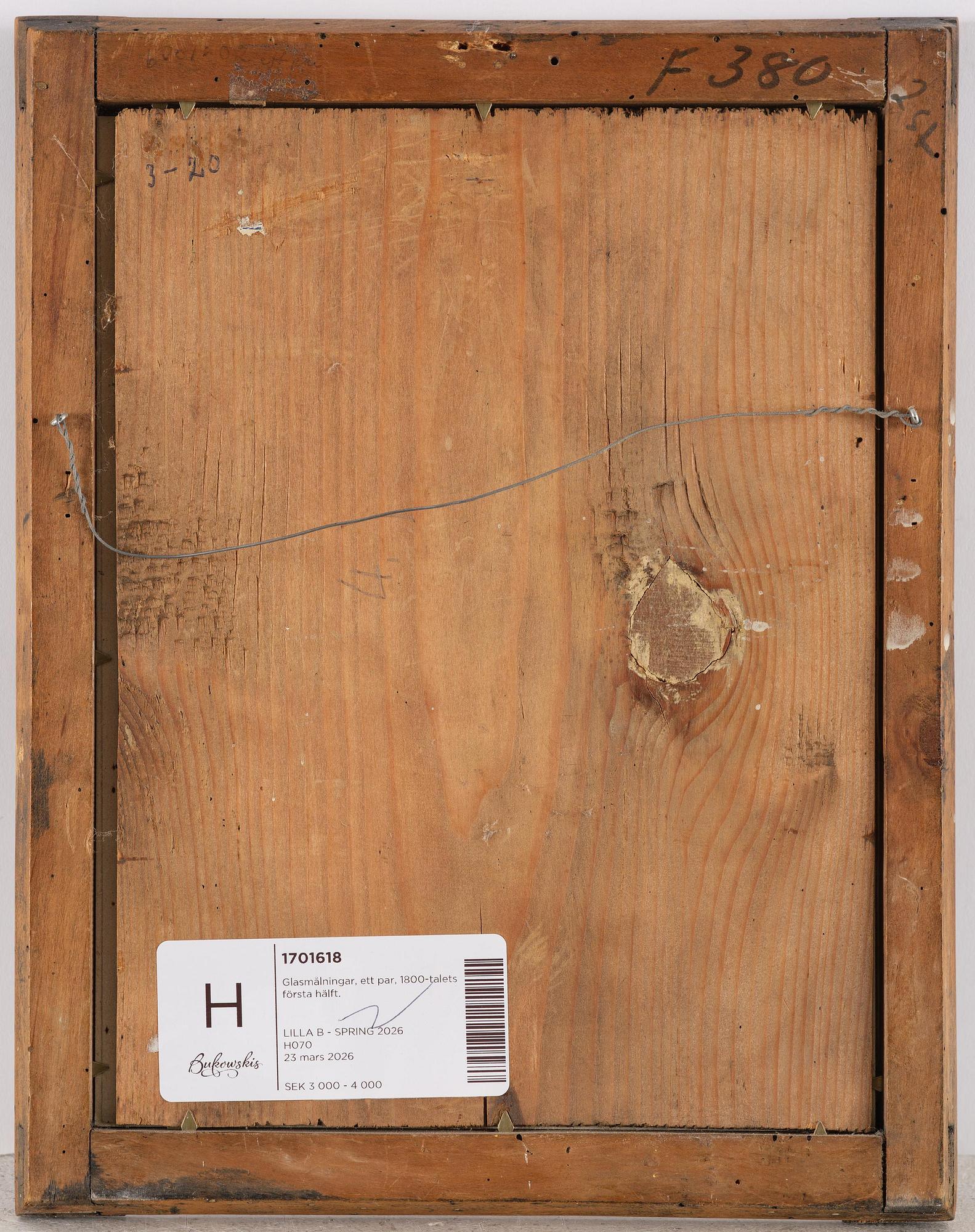 Glasmålningar, ett par, 1800-talets första hälft.