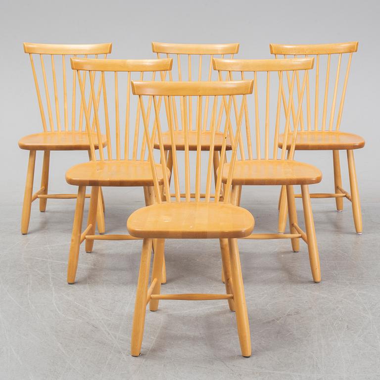 Carl Malmsten, a set of six 'Lilla Åland' chairs for Stolab 1998.