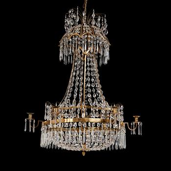 94. A late Gustavian early 19th Century seven-light chandelier.