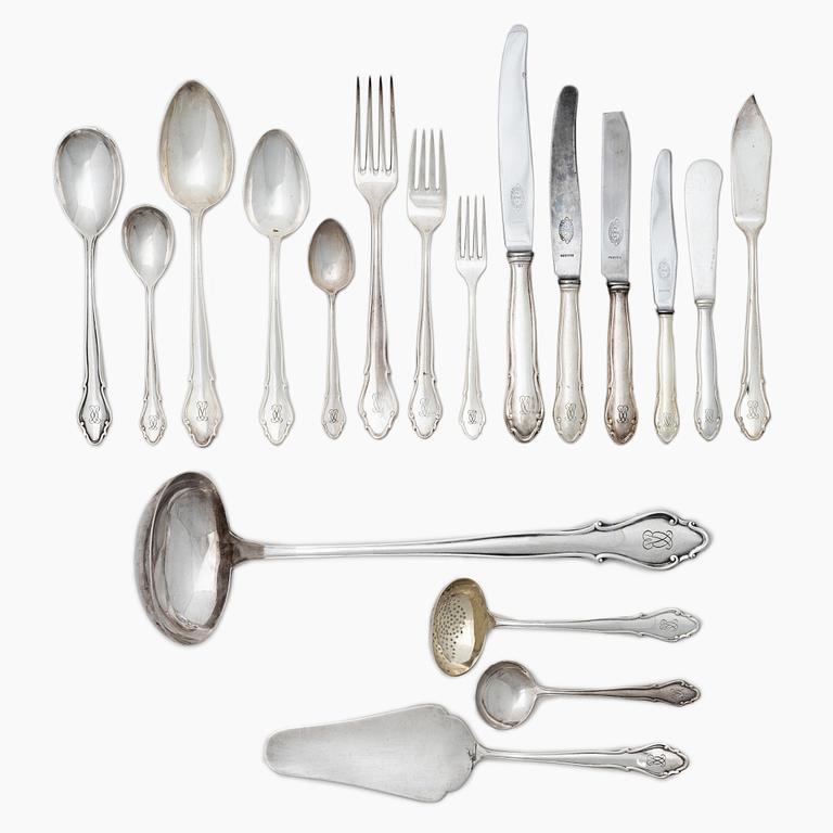 A Swedish silver cutlery set, "Lübeck", mark of K Anderson, Stockholm, some 1944 (119 pieces).