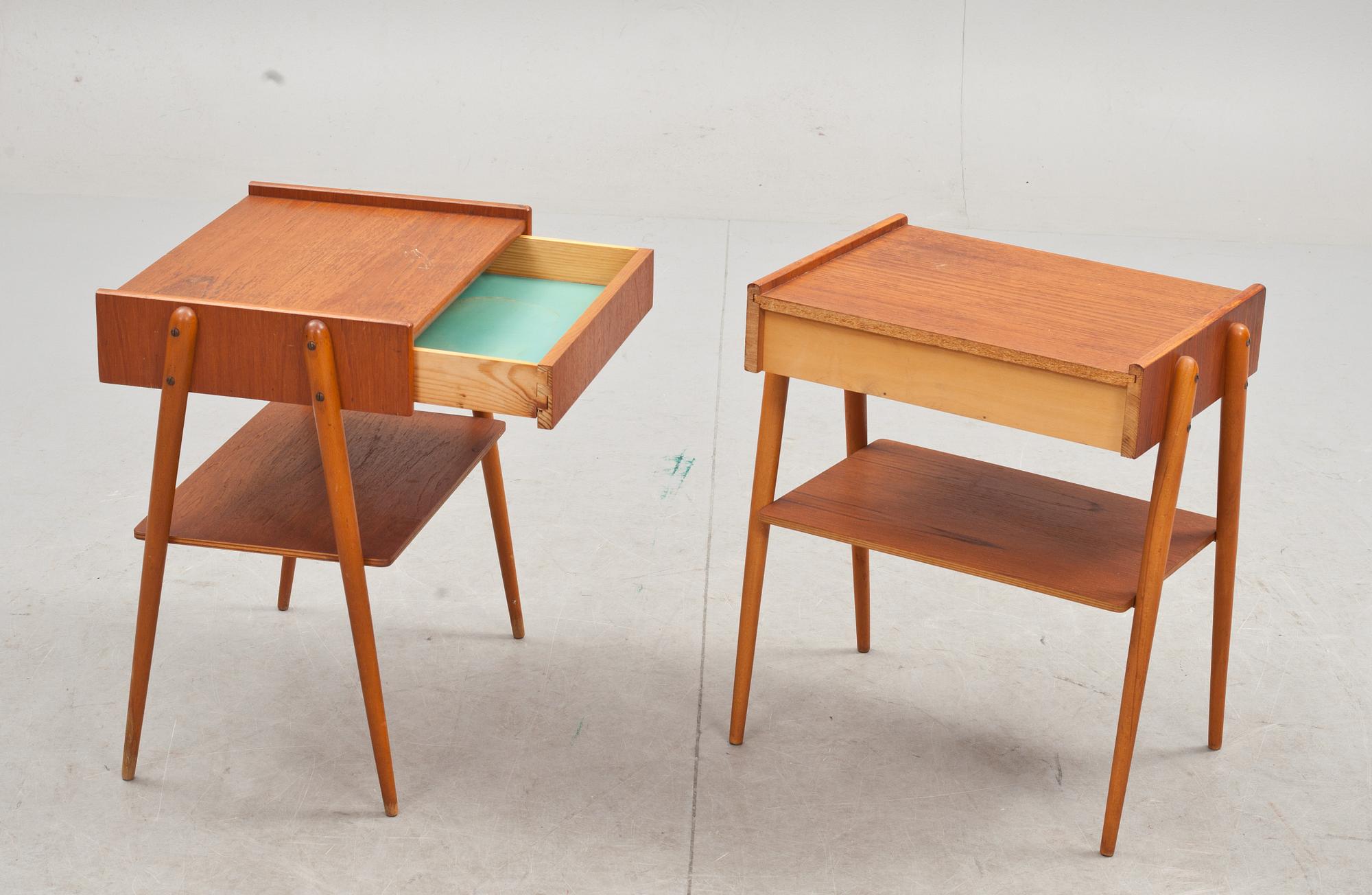 SÄNGBORD, ett par, Carlströms & CO Möbelfabrik, 1950/60-tal.