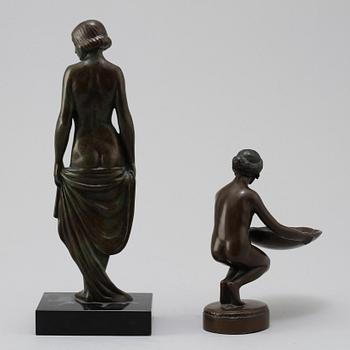 SKULPTURER, 2 st, brons, 1900-tal.
