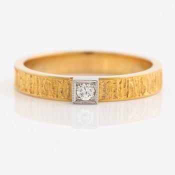 Lapponia, ring 18K gold set with a round brilliant-cut diamond, Finland 1977.