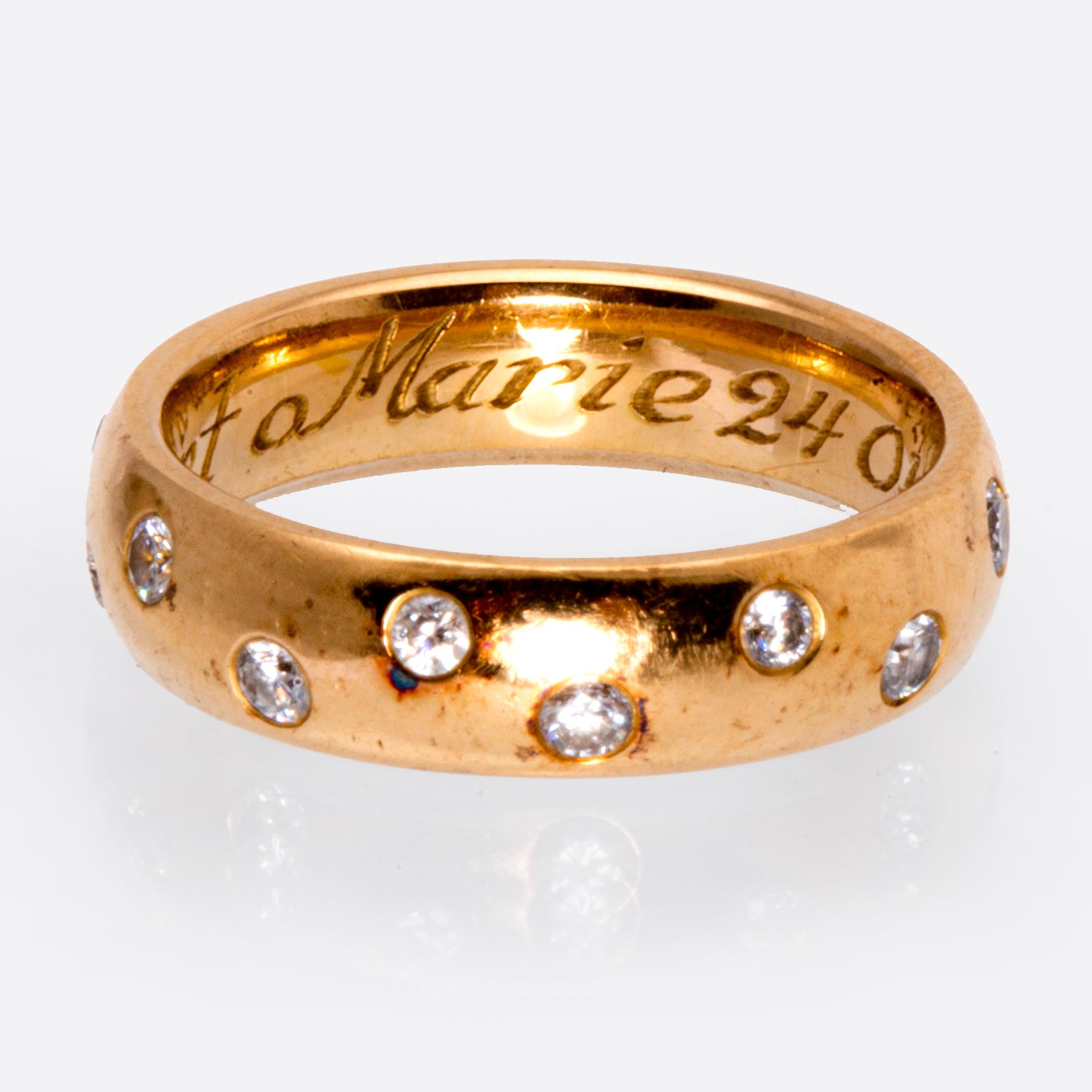 Ring 18K gold with brilliant-cut diamonds approx 0,30 ct in total, size 53, total weight 6,4 g.