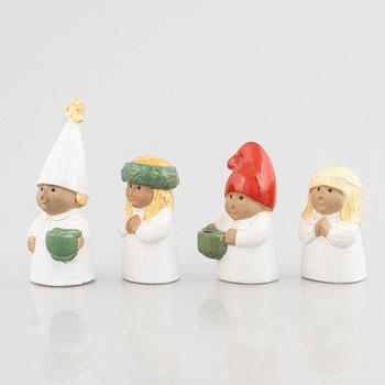 Lisa Larson, figuriner/ljusstakar, 4 st, "Advent", stengods, Gustavsberg.