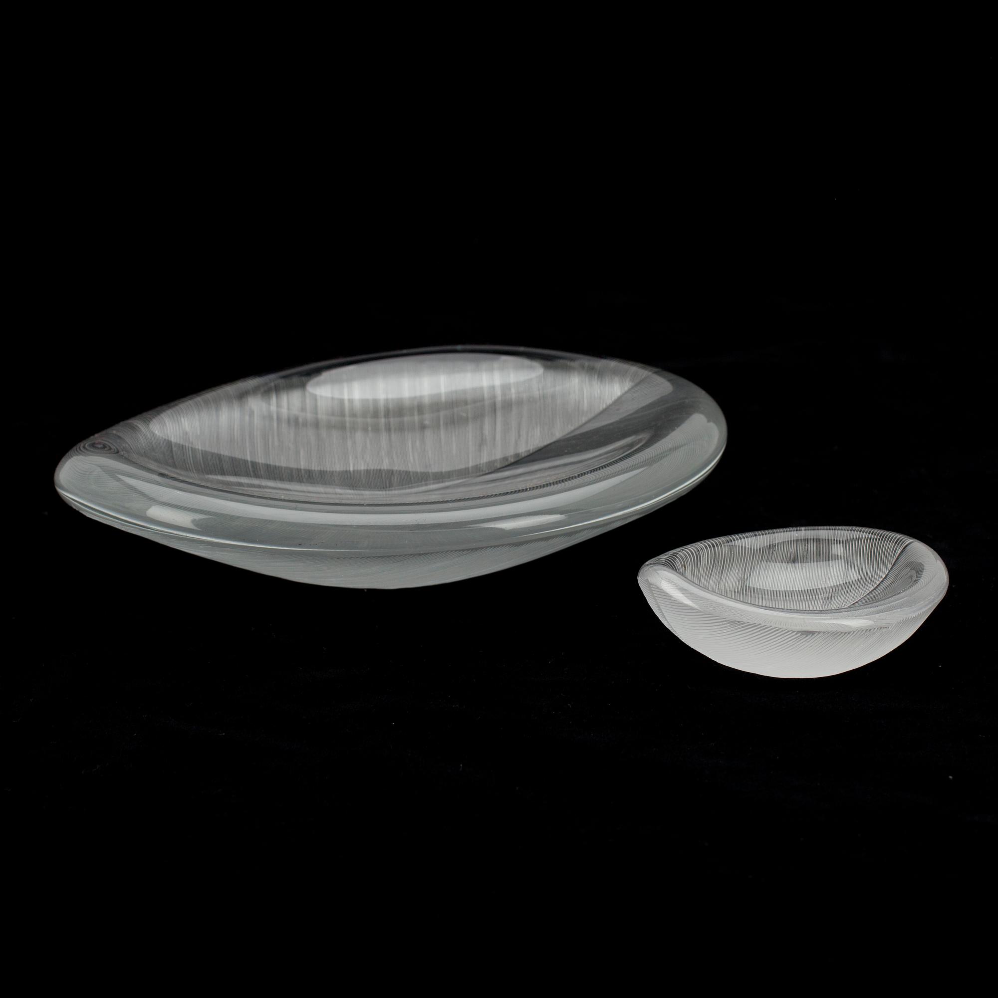 VATEJA, 2 kpl, lasia, sign. Tapio Wirkkala, Iittala -54.