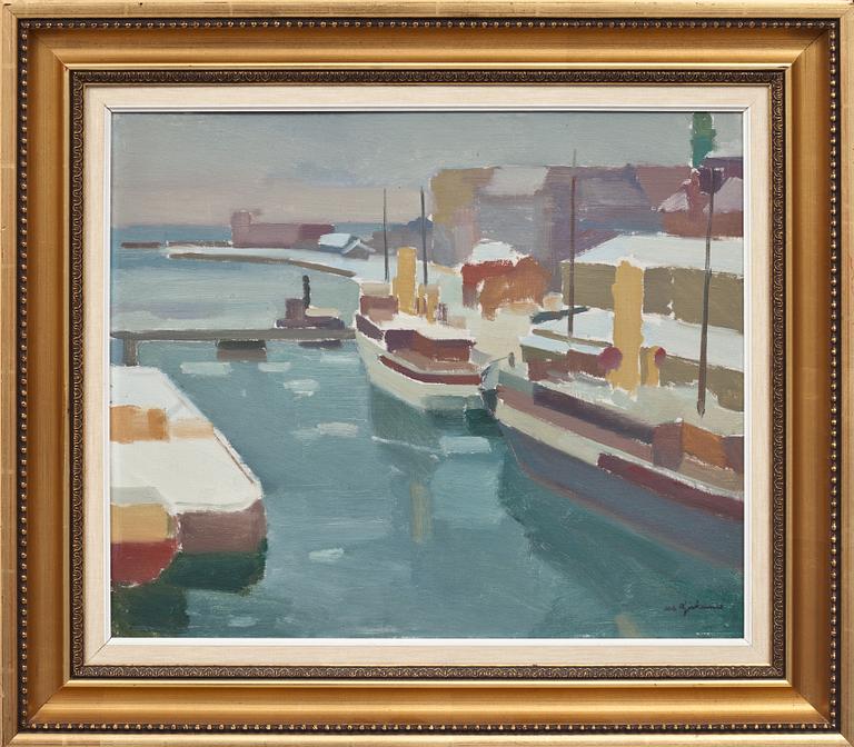 RICHARD BJÖRKLUND, olja på pannå. Signerad.