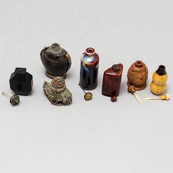 Six Chinese snuff bottles, 20th century.