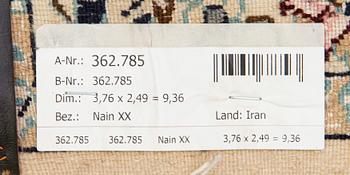 A carpet, Nain, part silk s.k 9LAA. Circa 376 x 249 cm.