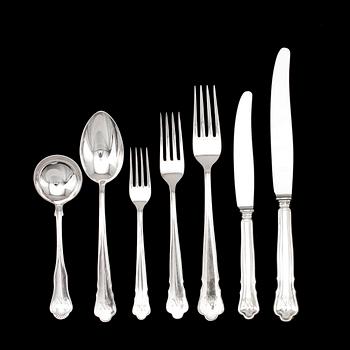 BESTICK, silver, 80 delar, bla Guldsmeds aktiebolaget, Stockholm, mestadels 1953. Totalvikt ca 3446 gram.