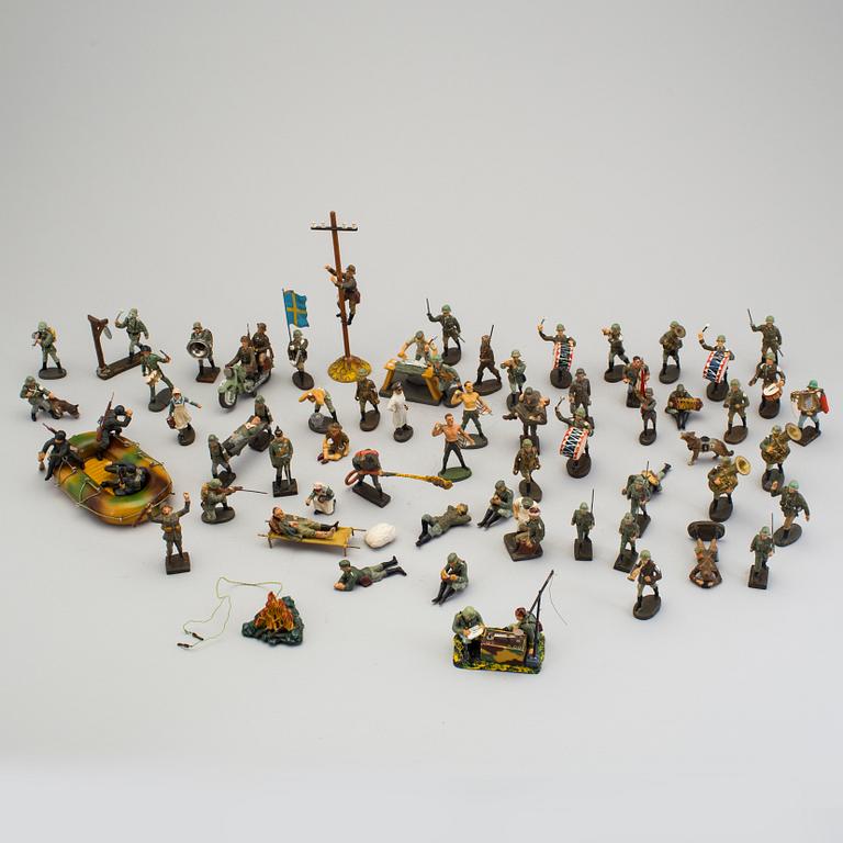 ELASTOLIN OCH LINEOL, samling med 65 figurer, Tyskland, 1930/40-tal.
