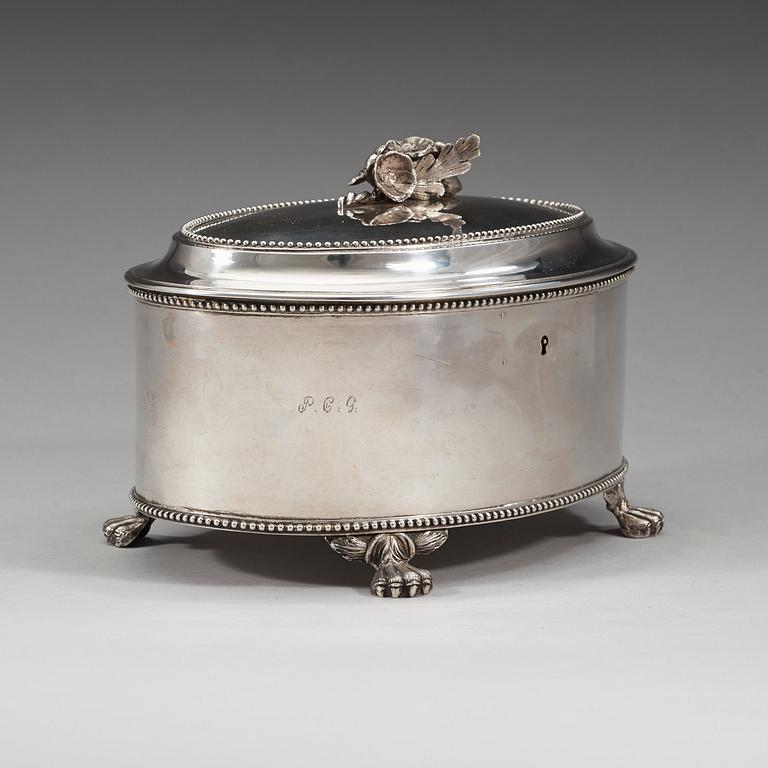 A Swedish 18th century silver sugar-casket, marks of Petter Eneroth, Stockholm 1790.