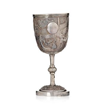 1172. A Chinese Export Silver goblet, Qing dynasty, 19th Century.