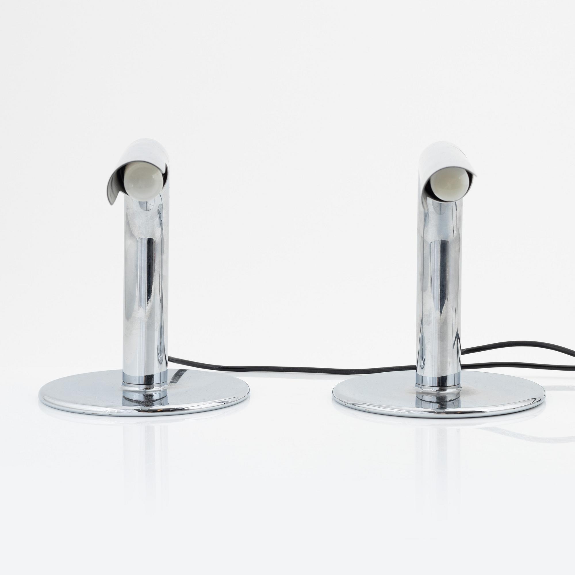 Ingo Maurer, a pair of 'Gulp' table lamps, Germany, 1960's/70's.