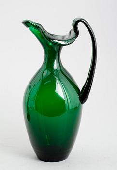 An Edward Hald emerald green glass wine-pitcher, Sandvik/Orrefors ca 1929.