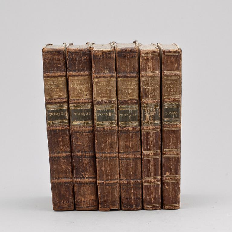 BOKVERK, 6 vol, Sven Hedin, Vetenskapshandlingar för läkare och fältskärer, 1798.