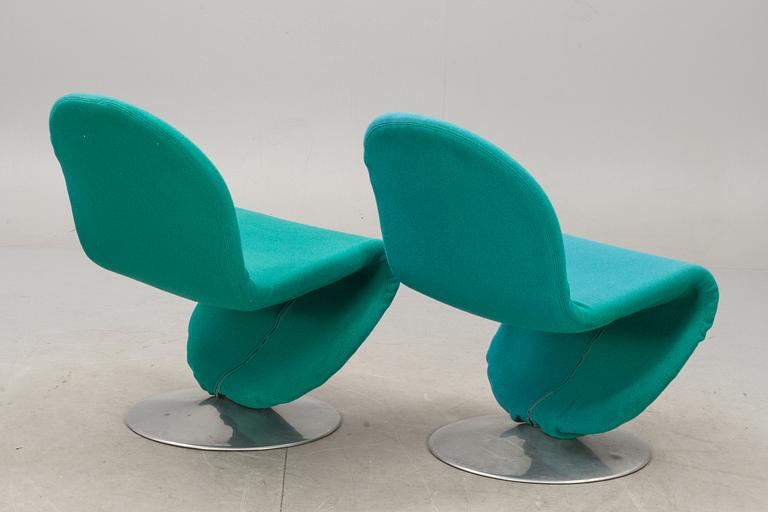 STOLAR, 2 st, Verner Panton för Fritz Hansen, "System 1-2-3". 1970-talets mitt.