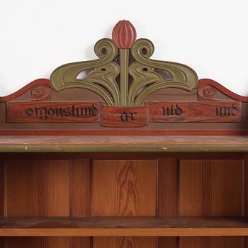 A Swedish Art Nouveau painted shelf executed by A． Lagerberg, 1897.
