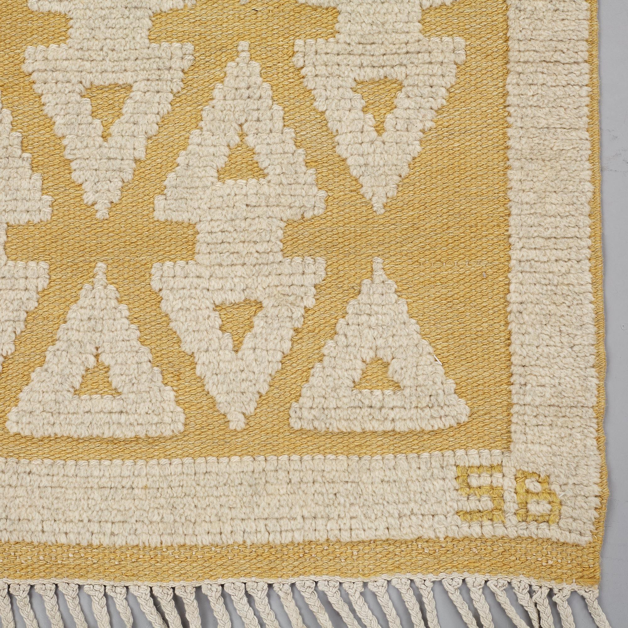 Sigvard Bernadotte, MATTO, knotted pile in relief, ca 184 x 121 cm, signed SB (Sigvard Bernadotte).
