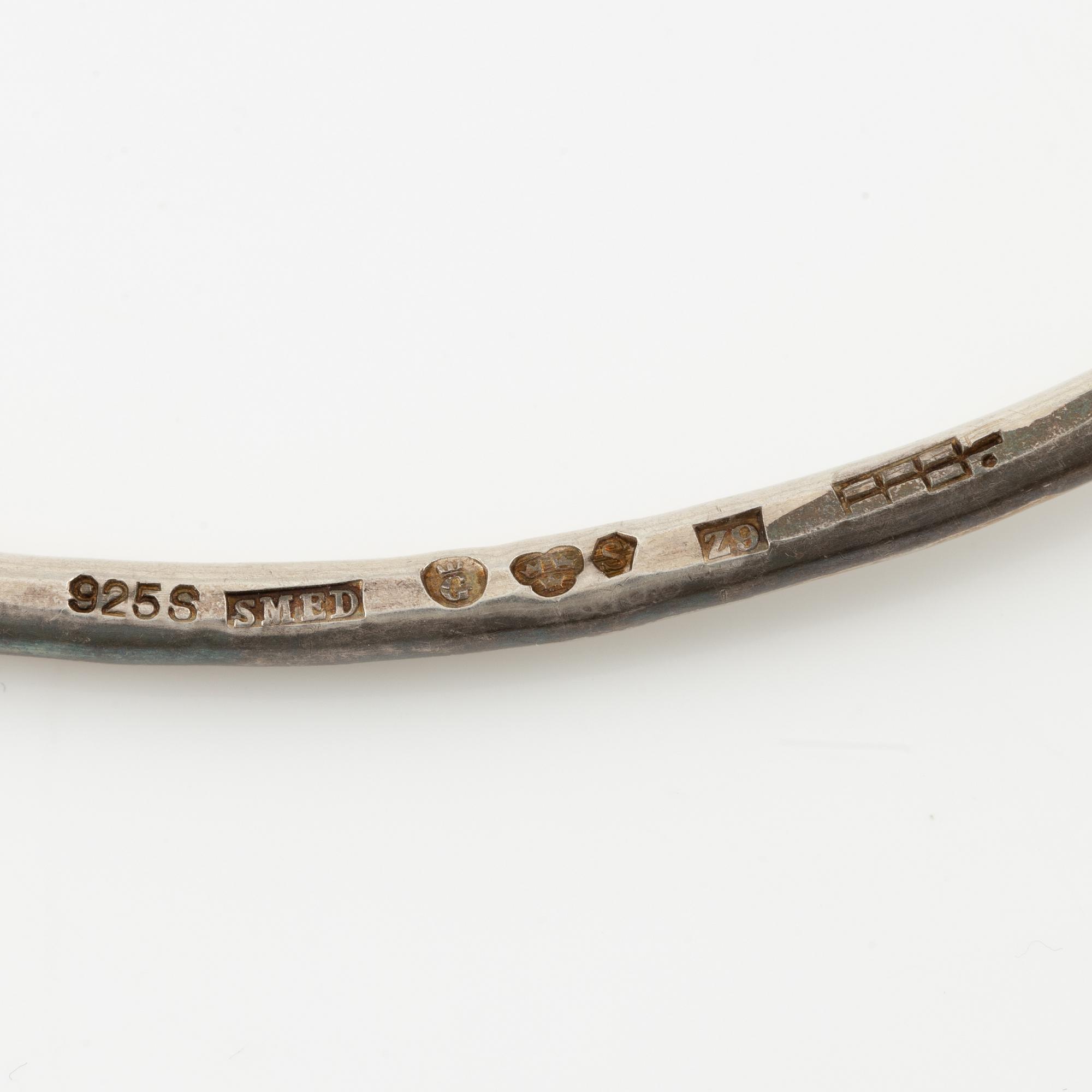 Lars Arby, pendant with neck ring, sterling silver with tourmalines, Gothenburg 1970 and 1974.
