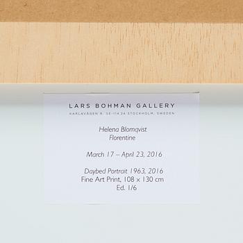 Helena Blomqvist, and numbered 1/6 on label on verso. Total edition of 6 + 2 AP. Fine Art prin.