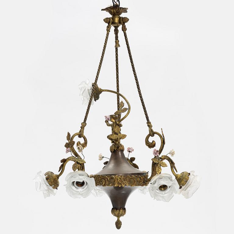 A French ceiling lamp, circa 1900.