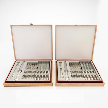 A 24-piece silver 'Chippendale' cutlery set, KPL, Finland 1998. In two original wooden boxes.