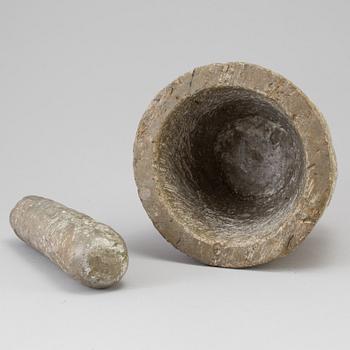 A LIMESTONE MORTAR, 18th century.