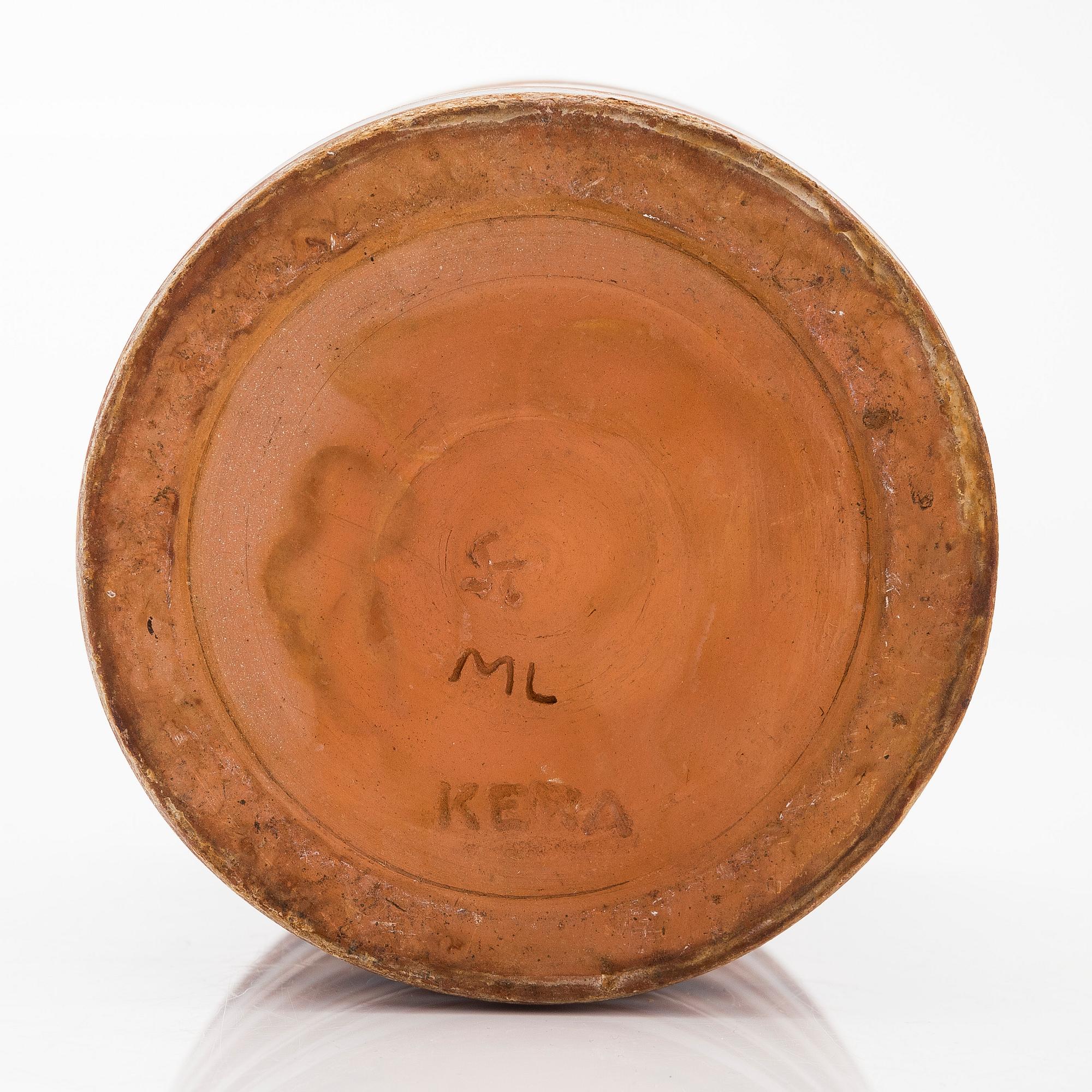 Marita Lybeck, a ceramic vase signed ML, KERA.