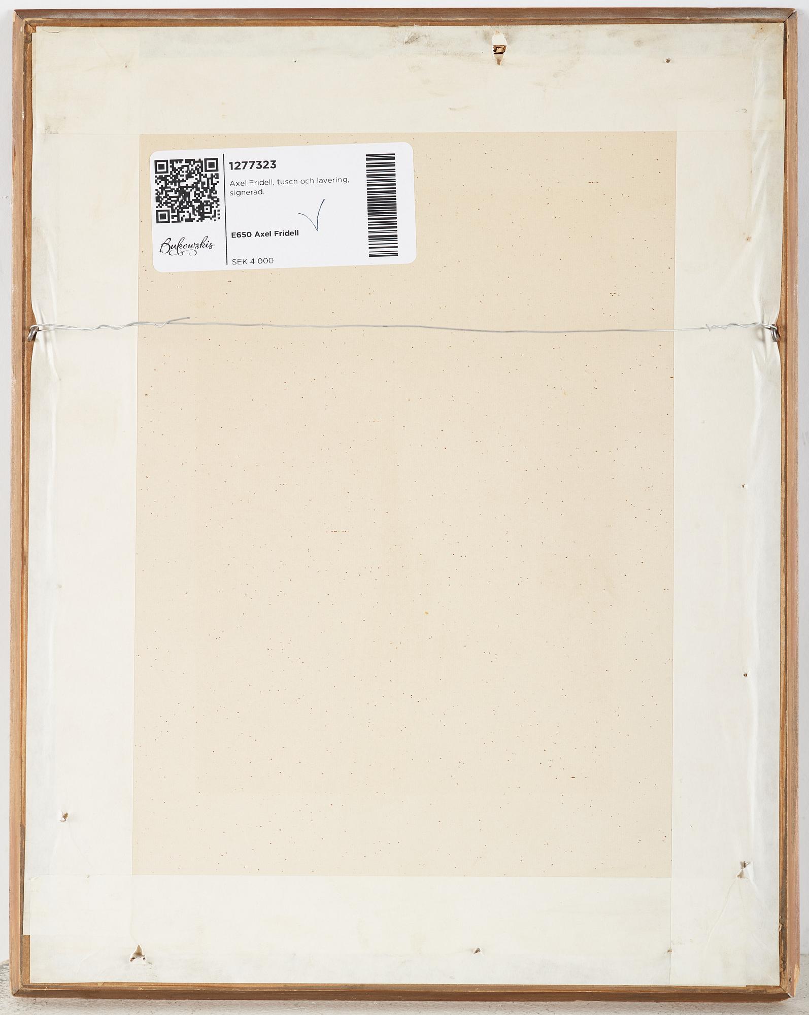 Axel Fridell, indian ink and wash, signed.