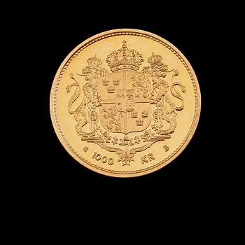 GULDMYNT, 1000 kronor, Carl XVI Gustaf, 1996. Vikt ca 5 gram.