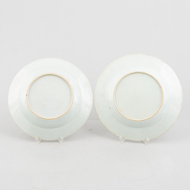 Four export porcelain plates, China, Qianlong (1736-95).