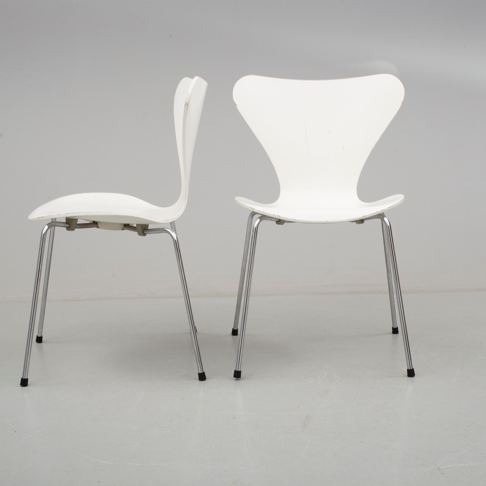 STOLAR, 6 st. "Sjuan", Arne Jacobsen, Fritz Hansen, Danmark 1983.