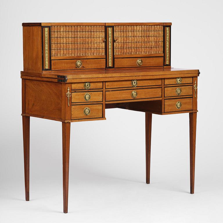 A presumably German Louis XVI mahogany desk, late 18th century.
