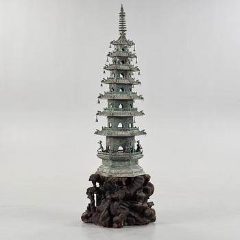 A large bronze pagoda, Qing dynasty (1644-1912).