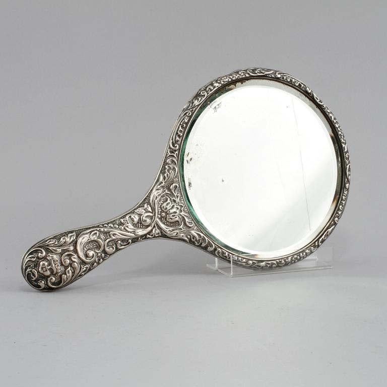 PARTI SILVER, 10 delar, 1900-tal. Vikt 350 gram (exklusive spegel).
