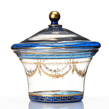 A Russian blue glass jar with cover, St Petersburg, 18th century.