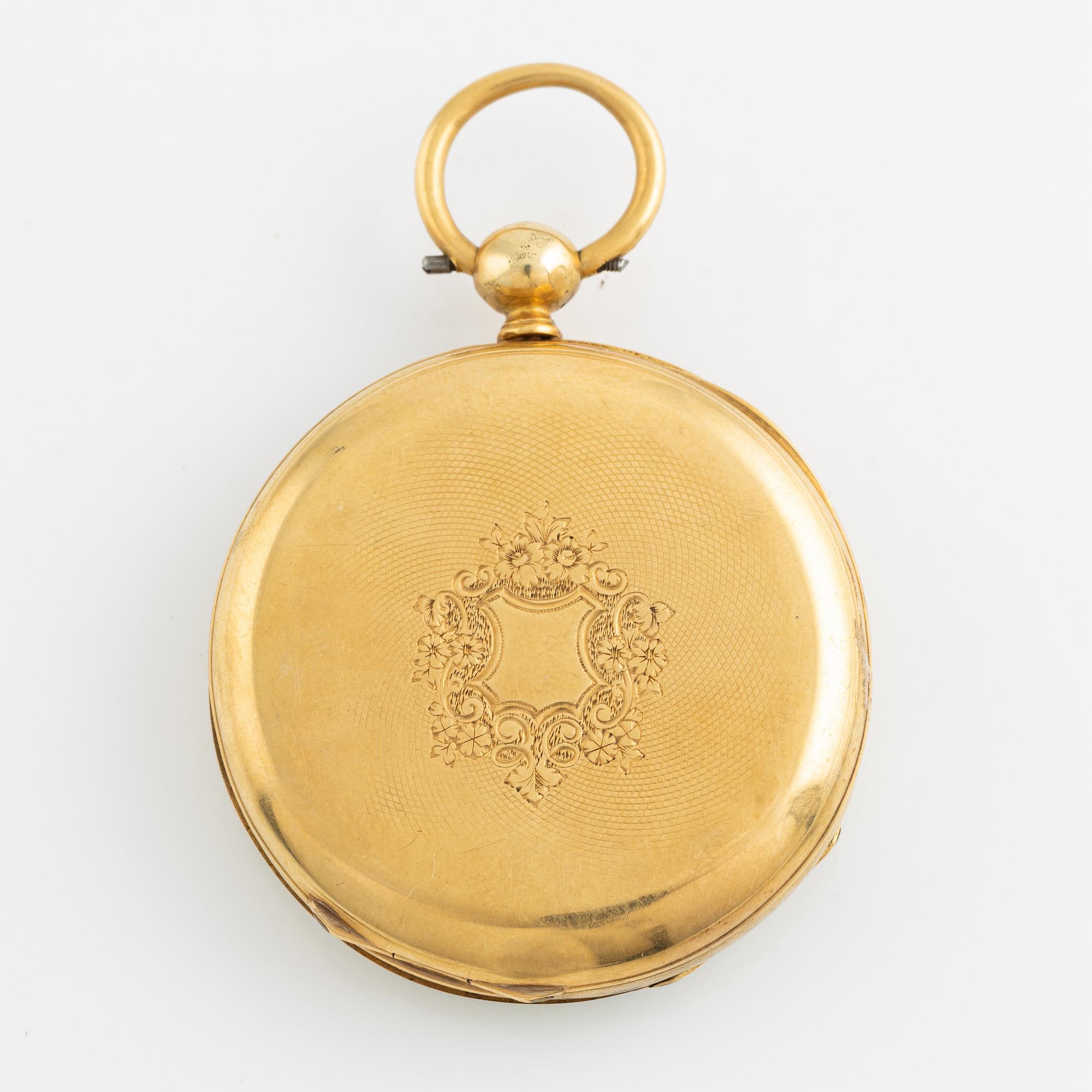 Pocket watch, 18K gold, 44,5 mm.