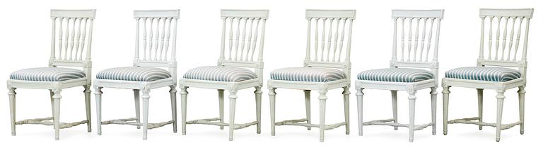 Six late Gustavian chairs by J. Lindgren.