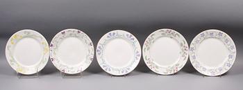 TALLRIKAR, 5 st, porslin, Gunnar Wennerberg, Gustafsberg, bla 1896.