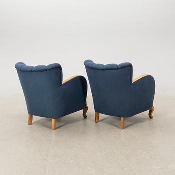Armchairs a pair Swedish Modern 1940s.
