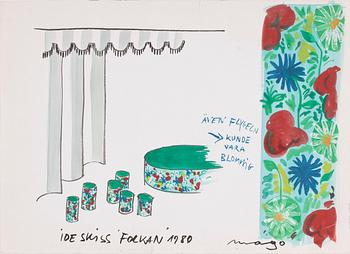 MAX GOLDSTEIN, kostymteckningar, 9 st, flertalet sign o dat 1980.