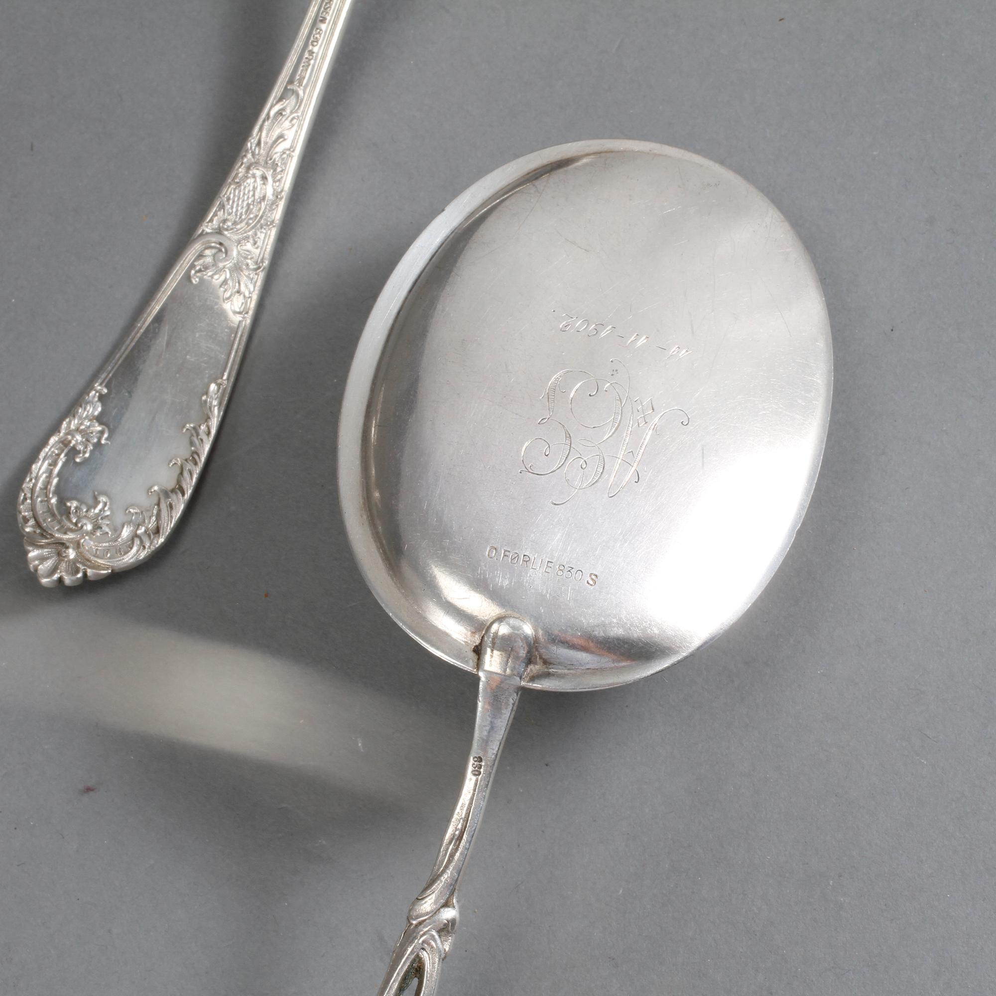 PARTI SILVER, 8 delar, 1800-talets samt 1900-talets första hälft, total vikt 586 g.