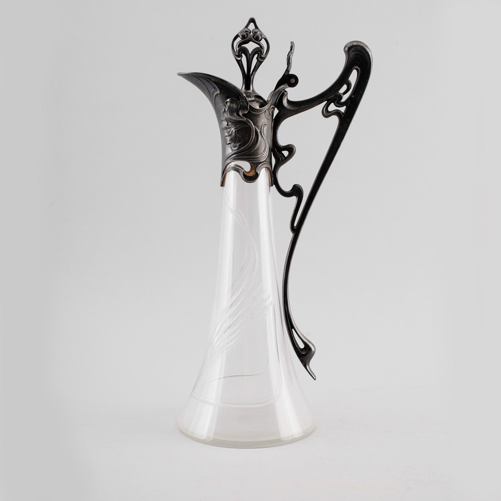 VINKANNA, jugend, glas och metall, Würtembergische Metallwaren Fabrik (WMF), omkring år 1900.