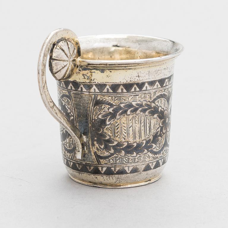 Charka, supkopp i silver, förgyllt silver och niello, Moskva, Ryssland 1800-talets mitt.