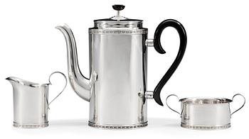 1136. A Vera Ferngren three pieces coffee-set, CG Hallberg, Stockholm 1961, sterling.