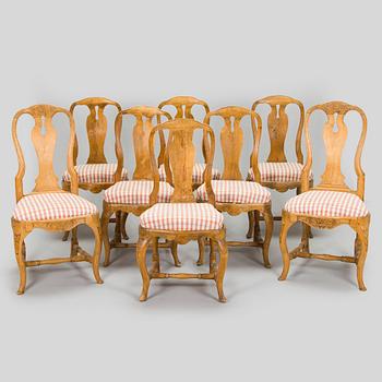 A set of eight 18th century  rococo chairs.