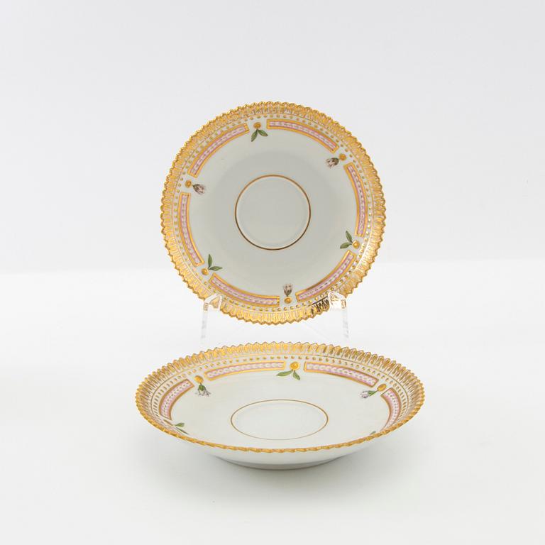 Cups with saucers 2 pcs "Flora Danica" Royal Copenhagen Denmark 1963-1964 porcelain.