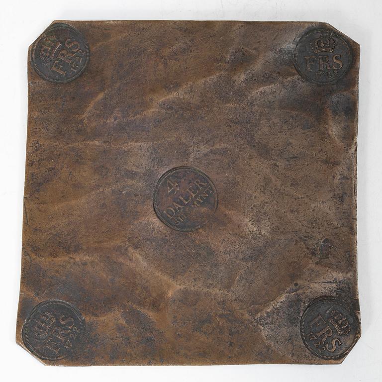 Plate money, Fredrik I, 4 daler Silver Coin, 1722.